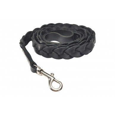 D1 Hundeleine aus Leder schwarz 150 cm VlaMiTex