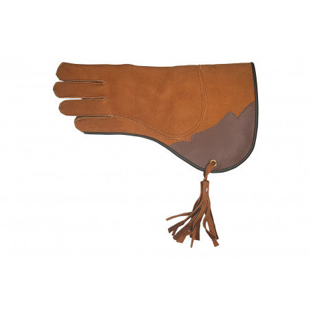 Falkenerhandske Läder Orange – Dubbellager med Underarmsskydd & D-Ring