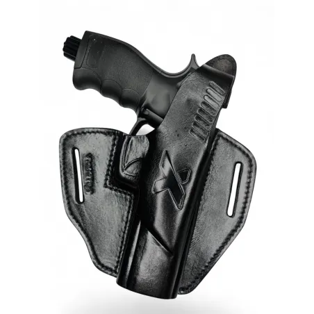 Holster en cuir pour Umarex T4E HDP 50 OWB – Droitier avec bouton-pression
