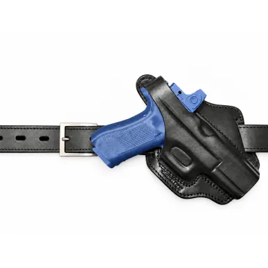 B45 Cross-Draw OWB Leder Holster für Glock 17 inkl. MOS Optic-Ready mit Red Dot