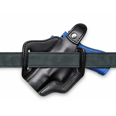 B45 Cross-Draw OWB Leder Holster für Glock 17 inkl. MOS Optic-Ready mit Red Dot