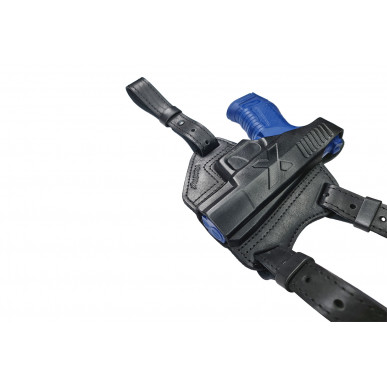 S5M20 Holster d'épaule en cuir pour Walther PDP canon 4 pouces avec poche pour chargeur et menottes