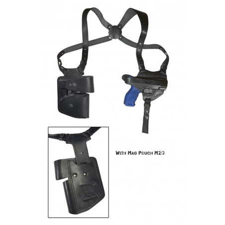 Holster d'épaule en cuir pour HK SFP9 (VP9) avec poche pour chargeur et menottes