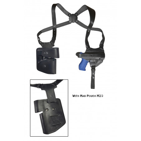 S5M20 Leather Shoulder Holster for Walther P99 with Magazine and Handcuff Pouch