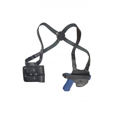 S1M2 Holster d'épaule en cuir pour Glock 17 avec double poche à chargeur