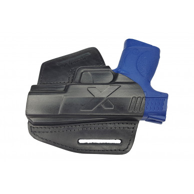 U5 kožené rychloupínací pouzdro pro Smith & Wesson M&P 9 compact černé VlaMiTex