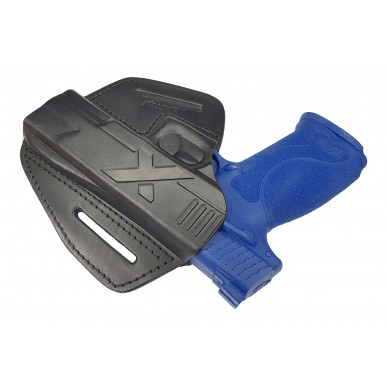 U9 Funda de Cuero para Smith & Wesson MP40 Funda de Desenfunde Rápido Negra VlaMiTex