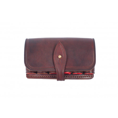 Estuche para cartuchos J1 de cuero genuino marrón 12 cal VlaMiTex
