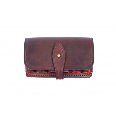 J1 Porta Cartucce Vera Pelle Marrone 12 cal VlaMiTex