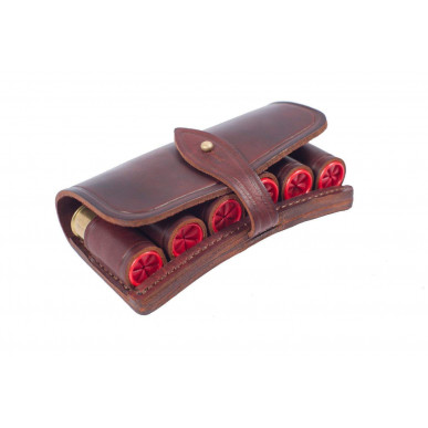 J2 Funda para Cartuchos de Cuero Auténtico Marrón 16 cal VlaMiTex