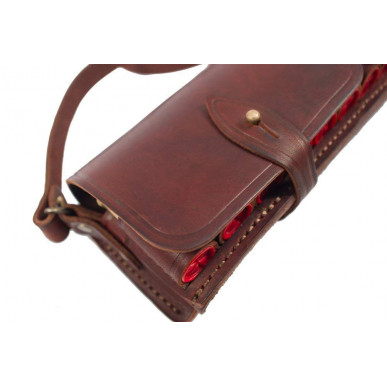 J6 Pochette à Cartouches Cuir Véritable Marron 12 cal VlaMiTex