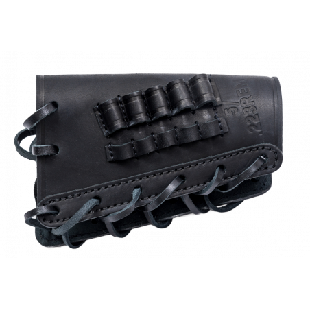 Shaft Cartridge Case .223 Rem Black – Genuine Leather Case for 5 Rifle Cartridges