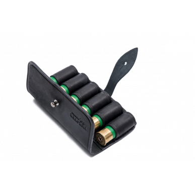 J26 Holster à cartouches en cuir véritable 12 cal Noir VlaMiTex