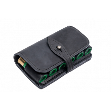 J26 Estuche para Cartuchos de Cuero Auténtico 12 Cal Negro VlaMiTex