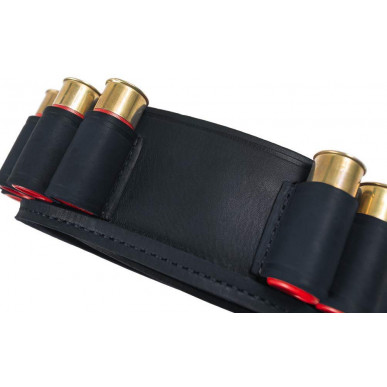 J25 חגורת תחמושת עור אמיתי 12 קל שחור VlaMiTex