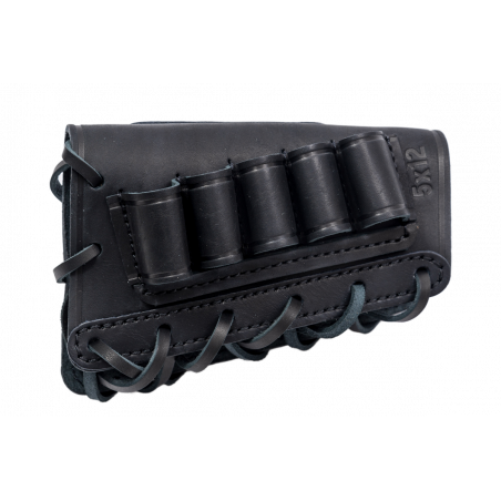 Shaft Cartridge Case Caliber 12 Black – Leather Case for 5 Shotgun Shells