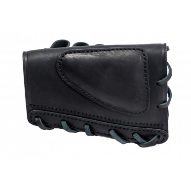 J24 Étui à cartouches en cuir véritable pour crosse 12 cal. Noir VlaMiTex