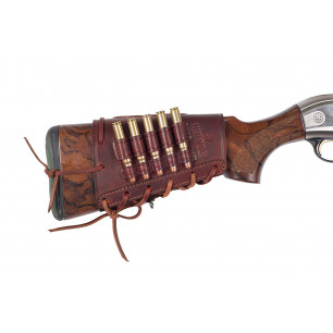 Étui à cartouches de crosse .308 Win – Cuir véritable marron avec 5 boucles