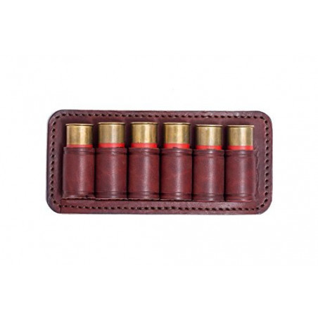 Porte-cartouches ouvert calibre 16 – Cuir véritable marron avec 6 boucles