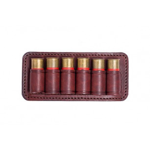 Open Cartridge Holder Caliber 12 – Genuine Leather Brown with 6 Loops