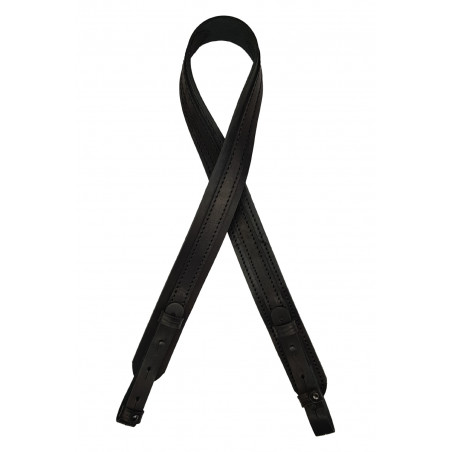 Rifle Sling Genuine Leather Black – Adjustable Hunting Sling for Long Guns
