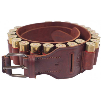 J7 Ceinture à cartouches en cuir véritable marron 12 cal. Bandoulière pour cartouches de chasse VlaMiTex