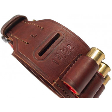 Cinturón de Cartuchos J7 de Cuero Auténtico Marrón para Calibre 12 VlaMiTex