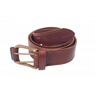 G7 Belt Genuine Leather 4 cm Double Prong Red-Brown VlaMiTex