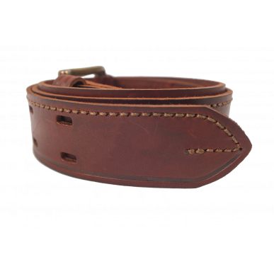 G7 Gürtel Echt Leder 4 cm Zweidorn Rot-Braun VlaMiTex