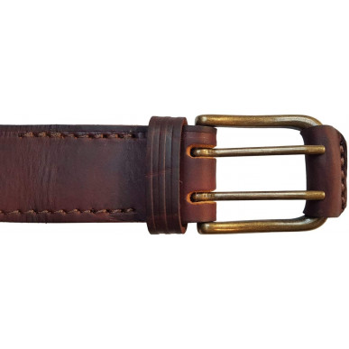 G7 Ceinture Cuir Véritable 4 cm Double Ardillon Rouge-Brun VlaMiTex