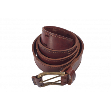 G7 Ceinture Cuir Véritable 4 cm Double Ardillon Rouge-Brun VlaMiTex