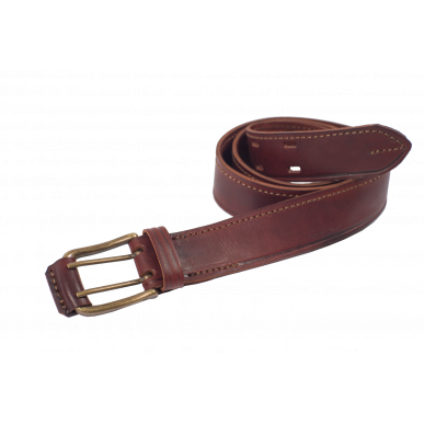 G7 Cinturón de Cuero Auténtico 4 cm Doble Hebilla Rojo-Marrón VlaMiTex