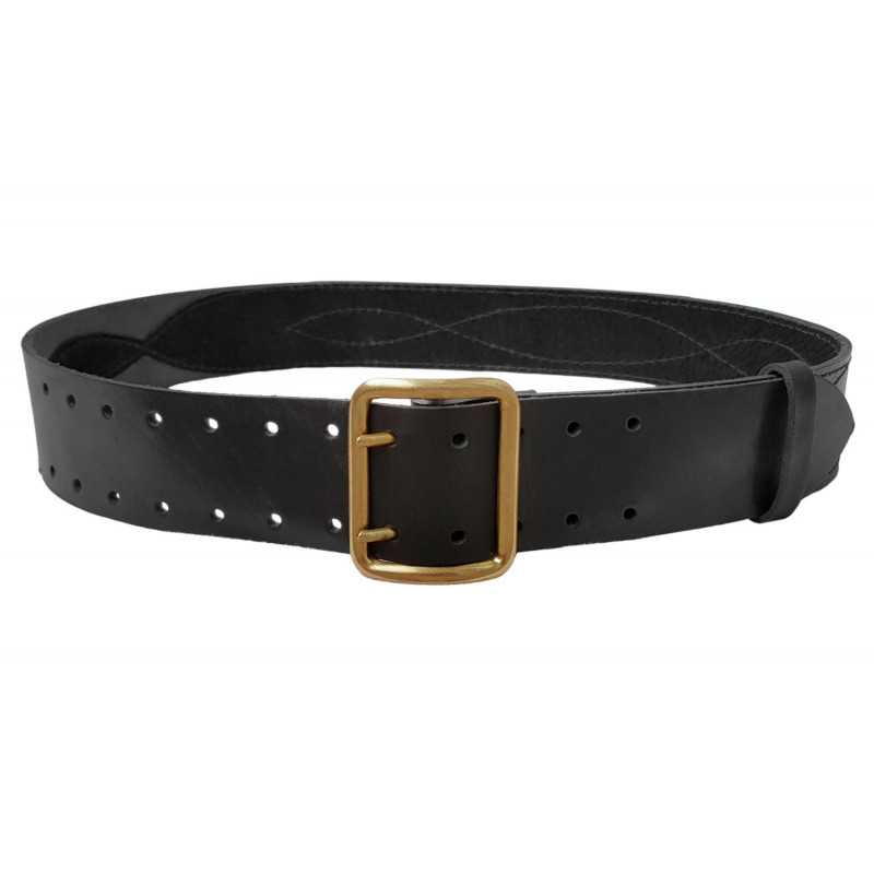 G1 Ceinture 5 cm de large en cuir véritable à double ardillon noir VlaMiTex