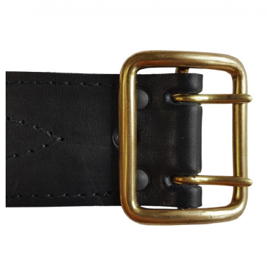 G1 Gürtel 5 cm Breit Echt-Leder Zweidorn Dienstkoppel schwarz VlaMiTex